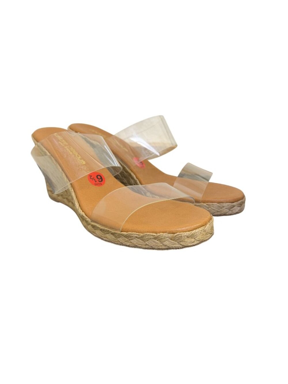 Andre Assous Clear Strap Espadrille Wedge Sandals Size 6.5